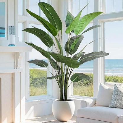 Artificial Bird of Paradise Tree 8FT with 21 Leaves Realistic Thick Banana Leaf Tall Large Faux Tropical Plant 94 Inch Black Pot for Indoor Home Office Poolside Porch Mall Hotel School Decor