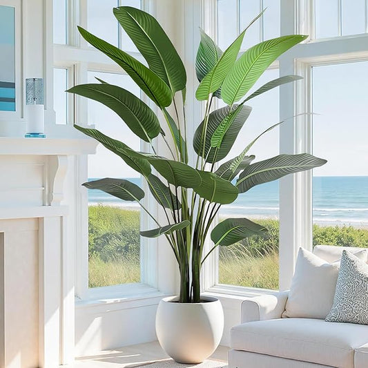Artificial Bird of Paradise Tree 8FT with 21 Leaves Realistic Thick Banana Leaf Tall Large Faux Tropical Plant 94 Inch Black Pot for Indoor Home Office Poolside Porch Mall Hotel School Decor