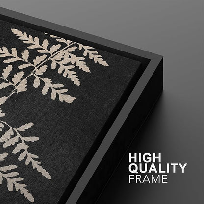 Ashbrook Framed Canvas Print Wall Art Set Black Forest Fern Plant Silhouette Nature Wilderness Illustrations Modern Art Rustic Chic Colorful for Living Room, Bedroom, Office - 16"x24"x3 Black