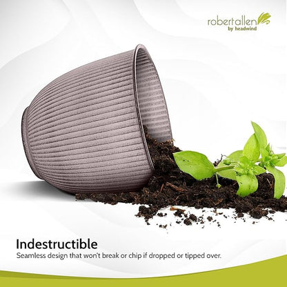 Headwind Robert Allen Natural Ironstone Decorative Planter, Archer Collection, Latte, 10-inch