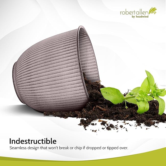 Headwind Robert Allen Natural Ironstone Decorative Planter, Archer Collection, Latte, 12-inch