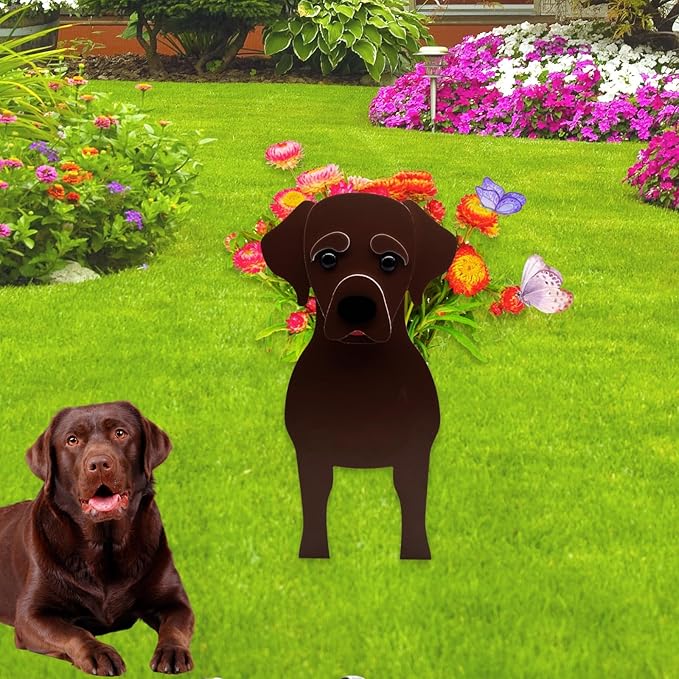 Chocolate Labrador Dog Planter Plant Pots,Cute Dog Flower Planter,Gifts for Pet Lovers,Unique Animal Plant Pots,Office,Indoor Outdoor Garden Decor((9.45 * 6.38 * 13.39in)