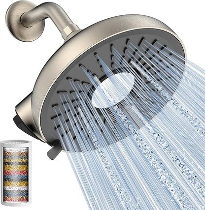 Filtered Shower Head- 8 Inches High Pressure Fixed Rain Showerhead with Filter - filtro para ducha de baño (Blushed Nickel)