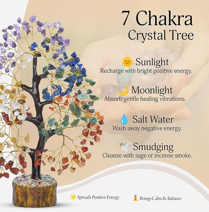 YATSKIA 7 Chakra Tree of Life - Crystal and Stones - Spiritual Decor - Chakra Crystal Tree for Positive Energy - Meditation Gift for Women