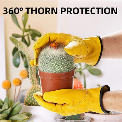 Vgo... 1-Pair Unlined Cow Grain Leather Work and Driver Gloves with Cow Split Leather Palm Patch (Size XL, Gold,CA9590)