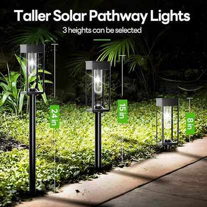 Solar Pathway Lights Outdoor IP65 Waterproof, 8 Pack 6500K LED Auto On/Off Walkway Landscape Light for Yard Lawn Garden Patio Driveway Outside Decor, Cool White