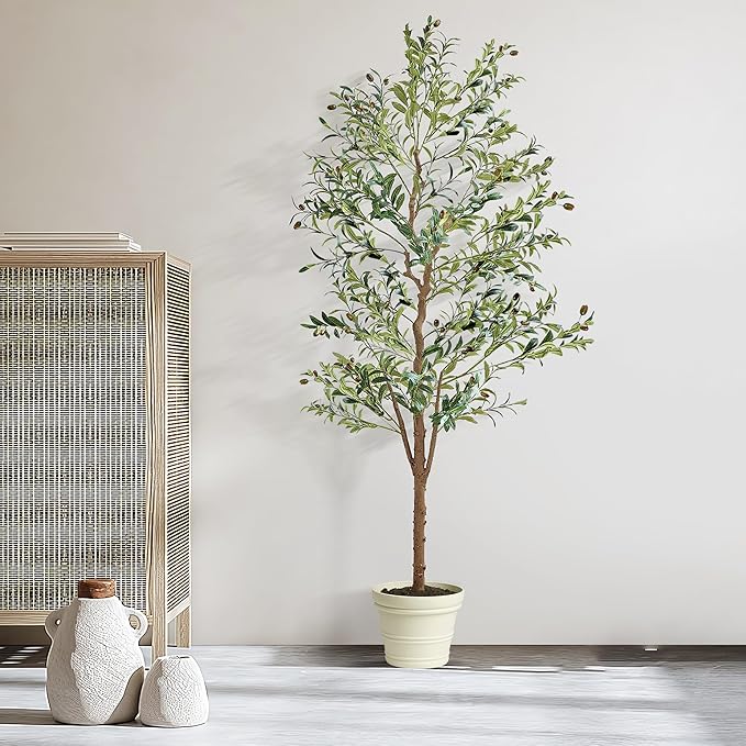 VECELO Artificial Olive Tree, 5FT Faux Olive Trees, Fake Silk Plant for Indoor Outdoor Home Office Decor, 2 Pack