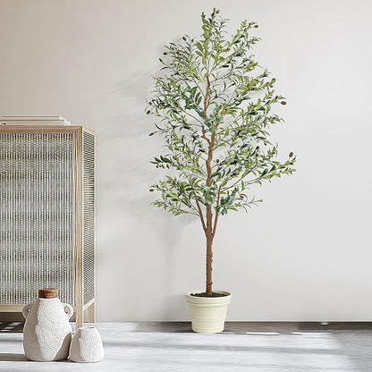 VECELO Artificial Olive Tree, 5FT Faux Olive Trees, Fake Silk Plant for Indoor Outdoor Home Office Decor, 2 Pack