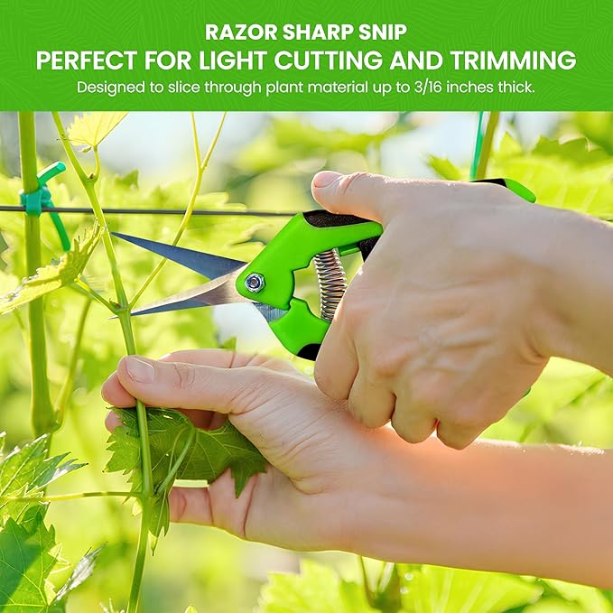Garden Guru Razor Sharp Snip – Professional Garden Pruning Shears Trimmers Scissors – Super Sharp Micro-Tip Precision Stainless Steel Blades - Easy on Arthritic Hands - Soft Ergonomic Handles (2 Pack)
