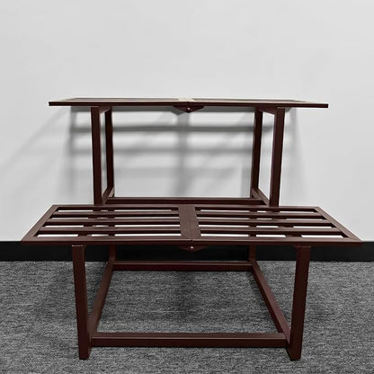 Metal Plant Stand Indoor, Outdoor Iron Plant Shelf, Heavy Duty Slatted Display Shelf for Patio Balcony Garden Living Room Load Bearing 330 LB 26" L x 20.2" H x 17.7" W 2 Tier Coffee