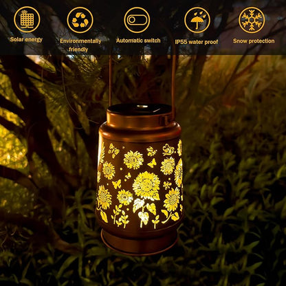 2 Pack Sunflower Solar Lantern Lights, Outdoor Lanterns Garden Decor, Hanging Solar Lantern for Backyard Porch Patio Table Yard Balcony Lawn Pathway, Gifts for Women Grandma Mom