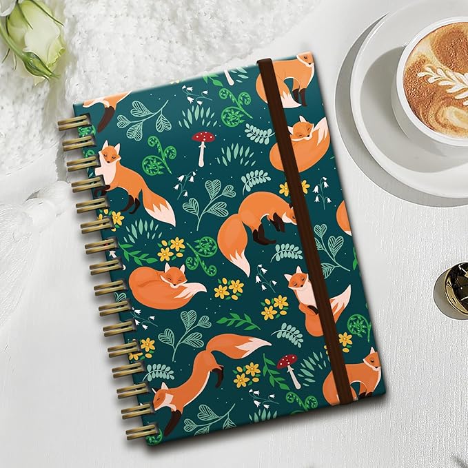 Cute Spiral Journal Notebook,Binding with Premium Paper for Girl Women,Cool Funny 120 Pages,100gsm A5 College Ruled NotebookJournal,Perfect for Gifts Nurse Teacher Women(Cute Fox)