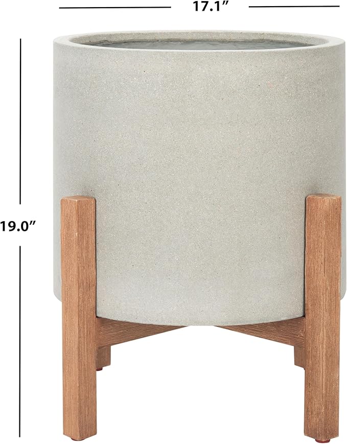 SAFAVIEH Outdoor Collection Jesper Natural/Light Grey Concrete Planter