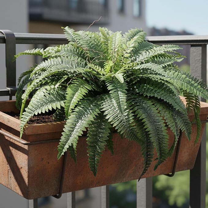 KOL 2-Pack 45in Artificial Boston Ferns, Green Large Faux Fern Bushes with Bendable Stems for Hanging or Floor Display, Living Room Wedding Indoor Outdoor Decor