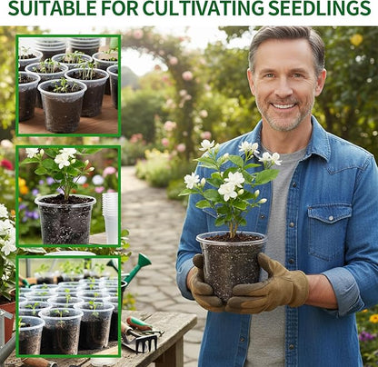 40 Pcs Seed Starter Pots Kit 2.5/3.5/4/5 Inch Clear Nursery Pots for Plants for Seedlings,Succulents,Plastic Nursery Pots with Drainage Holes (10 of Each Size),Garden Pot for Outdoor Indoor (Size A)