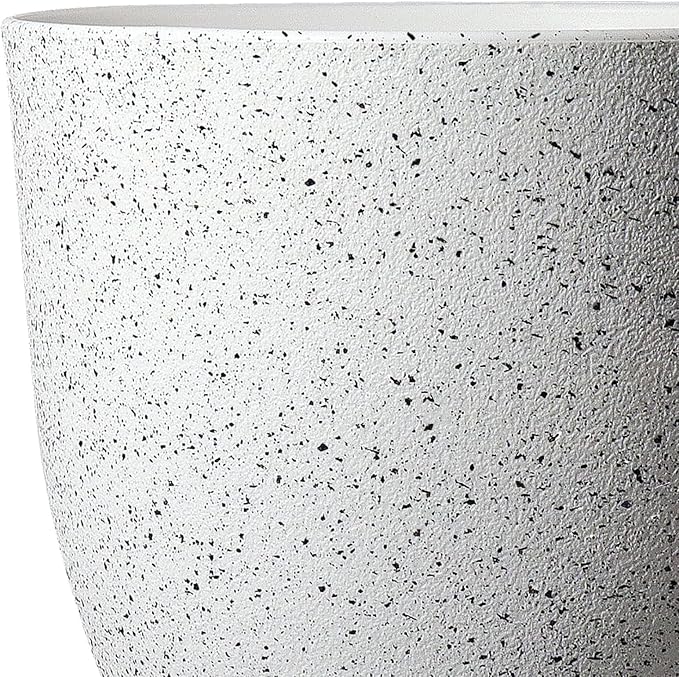 2Pack Large Indoor Planter Pot 12 Inch Plant Pot, Modern Flower Pots for Out Door Plants, Speckled White Plastic Planting Pots with Holes & Trays