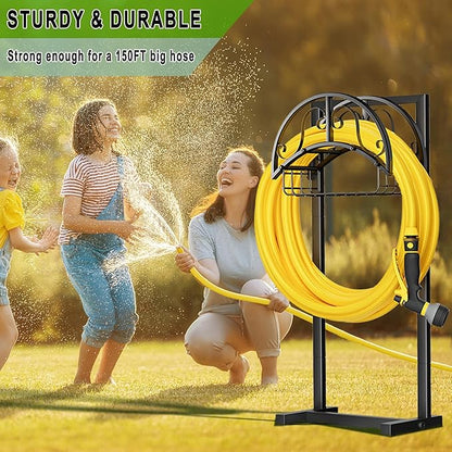 Garden Hose Holder Freestanding, Water Hose Holder Hose Hanger Heavy Duty Metal Hose Stand Holds 160-feet Hose, Outdoor Hose Organizer Sturdy Garden Hose Storage Rack for Outside