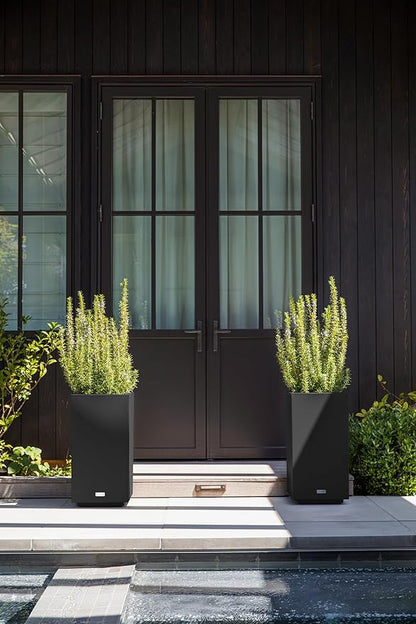 Veradek Block Series Pedestal Planter - Tall Planter for Indoor or Outdoor Front Porch | All-Weather Use with Removable Insert Bucket | Modern Décor for Flowers, Tall Trees, Faux Plants