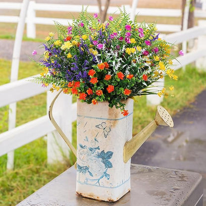 Zeyune 42 Bundles Artificial Flowers Fake UV Resistant for Outdoor Plastic Greenery Shrubs Plants No Fade Faux Flower for Garden Porch Patio Window Box Decor Wedding Hanging Indoor
