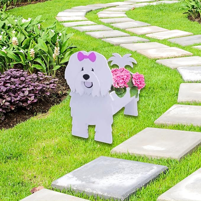 Cotton Veil Dog Planter Plant Pots,Cute Dog Flower Planter,Gifts for Pet Lovers,Unique Animal Plant Pots,Office,Indoor Outdoor Garden Decor(9.45 * 9.02 * 13.39in)