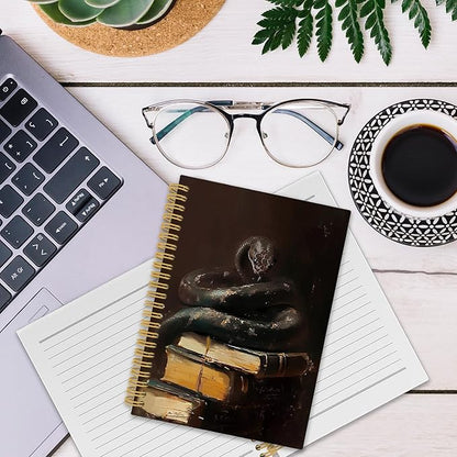 XPH Gothic Snake Book Spiral Notebook, Book Lovers Gifts Journaling Notebooks for Women, Antique Dark Academia Hardcover Journals for Writing 160 Pages 5.5 x 8.3 Inch, Snake Gifts for Women