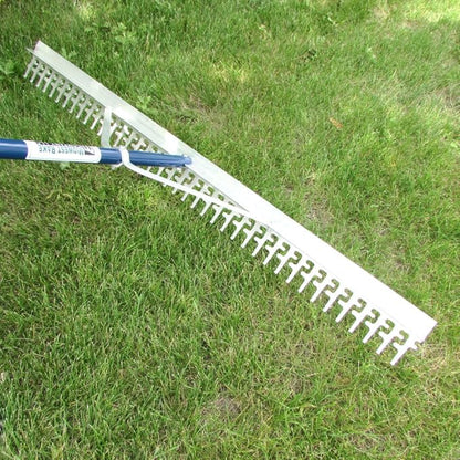 Water Land & Home Super Rake – 4-Ft Wide Heavy Duty Tool with 11-Ft Aluminum Handle – Beach Sand Rake, Lake Weed Cleaner & Landscaping Tool – Powder-Coated Handle, Reinforced Head – Made in USA