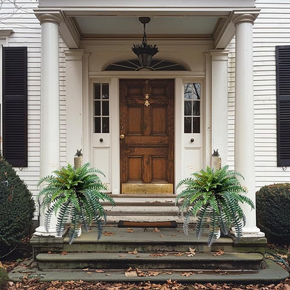 Giant Artificial Boston Ferns for Outdoors Large–UV Resistant LifeLike Faux Fern, Realistic Silk Greenery plants large Office, Home Decor, 2pack 88 Branches,48 Inch fake fern Leaf Green.No Base