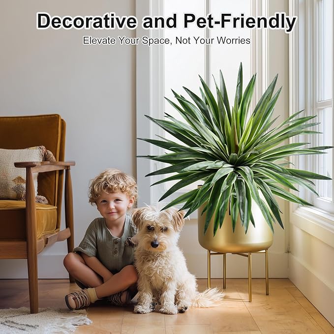 Artificial Agave Plant Fake Agave Planters for Indoor Outdoor Faux Agave Plants Real Touch Realistic Greenery for Home Living Room Office Bathroom Garden Front Porch Patio Decor (21inch-2 Pcs White)