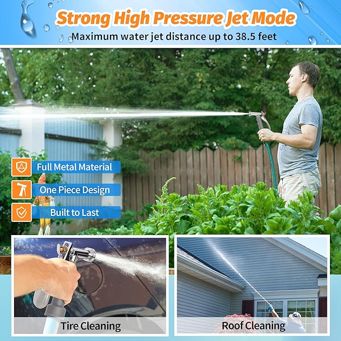 AUTOMAN Full Size Garden Hose Nozzle, High Pressure Pistol Grip Water Nozzle Sprayer with Threaded Front, Adjustable Spray Water Flow for Washing Car, Cleaning Ground, Watering Plants, Showering Pets