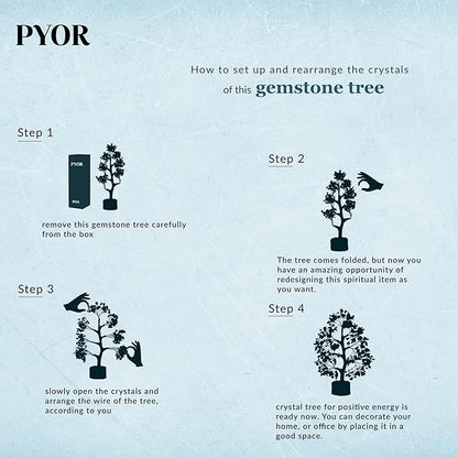 PYOR Rose Quartz Tree, Pink Office Decor, Money Tree, Rose Quartz Crystals, Pink Office Accessories, Gemstones, Feng Shui Decor, Spiritual Gifts for Women, Healing Crystals and Gems