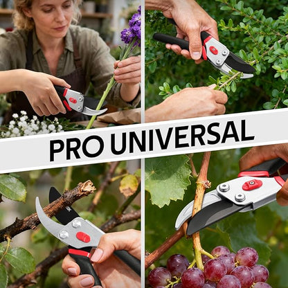 8.5” Pruning Shears, Professional Garden Pruner with Jam-Proof Spring & Ever-Sharp SK5 Blade, Ergonomic Bypass Clippers for Rose, Tree Trimming, Heavy Duty Bonsai Scissor for Weak Hand