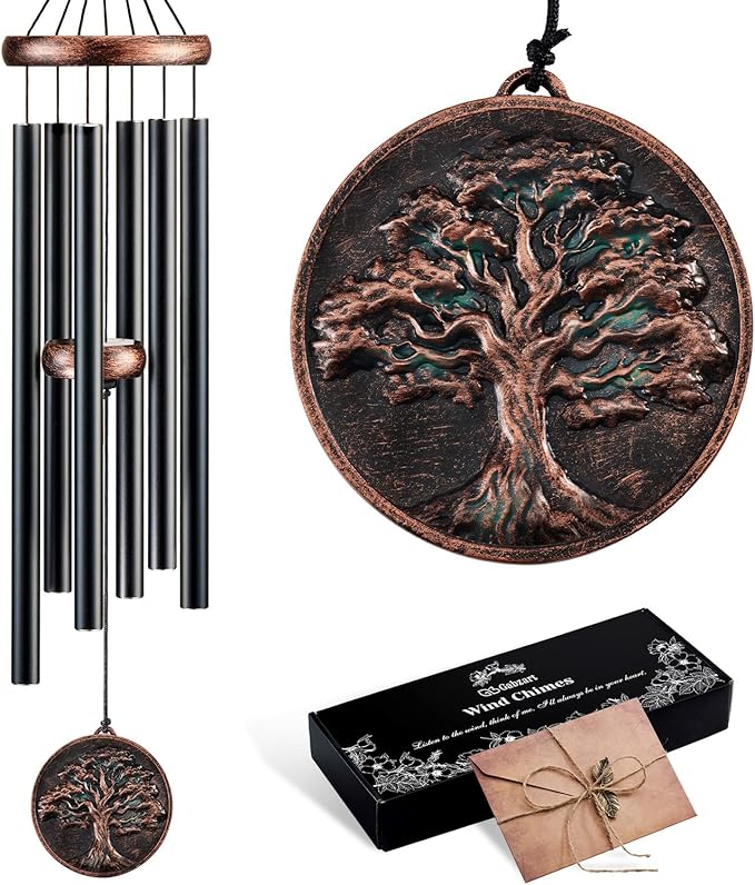 Wind Chimes for Outside, Vintage Tree of Life Deep Tone Wind Chime Outdoor Clearance, Memorial/Festivals/Birthday Gift for Mom Dad Women Grandma, Garden Porch Patio Decor (32" Tree of Life)
