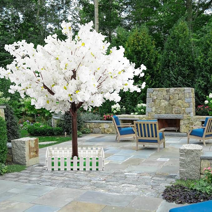 Artificial Cherry Trees Indoor Decor: Handmade Natural Fake Cherry Blossom White Tree Outdoor for Party Wedding Christmas