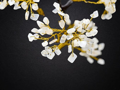 White Moonstone Natural Healing Premium Crystal Bonsai Feng Shui Fortune Money Tree of Life for Home Office Decor (Gift Box Ready,10-12 Inch)