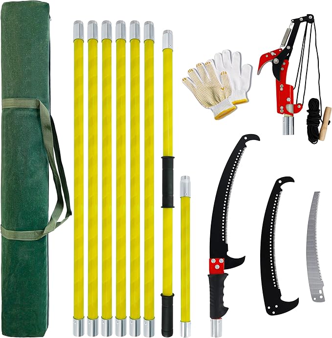 Manual pole saw,Tree Trimmer, Pole Pruning Saw, Pole Saws for Tree Trimming, Gardening Tools Pruner Hand Pole Saw For Yard(Yellow 26FT)