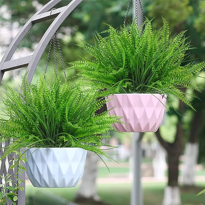 12 Bundles Artificial Plants Boston Fern Wheat Grass Shrubs Outdoor Faux Plants Faux Fern Stems UV Resistant Artificial Outdoor Plants Greenery for Home Gardens Patio Yards Decor