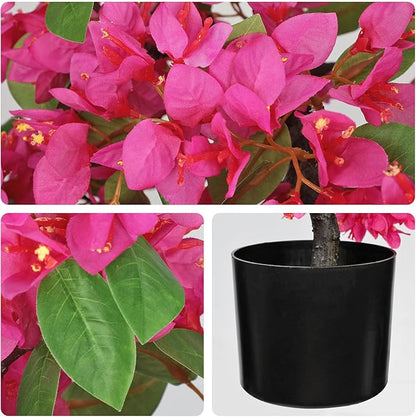 Briful Artificial Bougainvillea Plant in Black Pot 29.5" Tall Faux Silk Bougainvillea Floral Tree Tropical Fake Bougainvillea Tree for Home Office Room Garden Balcony Décor(Pink)