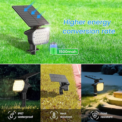 VOLISUN Solar Spotlight Outdoor, IP67 Waterproof Solar Landscape Spot Lights，Uplights for Yard Garden Pathway - 4 Pack (Warm White) 27 LED 3 Lighting Modes