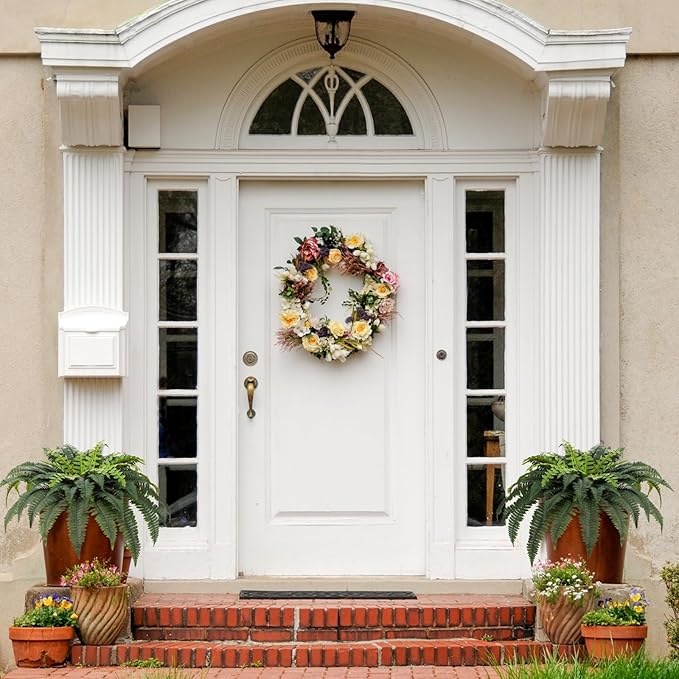 JUSTOYOU 36" Artificial Boston Fern Bush, Artificial Ferns for Outdoors Large 1 Pc with 60 Fronds Faux Ferns UV Resistant Fake Plants for Indoor and Outdoors Home Office Greenery Decor