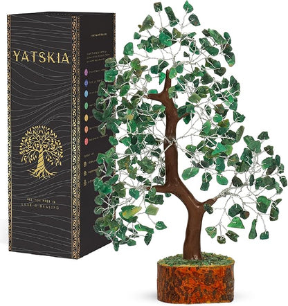 YATSKIA Green Aventurine - Crystal Tree, Gemstone Tree, Chakra Tree of Life, Balancing Tree, Healing Crystal, Crystal and Stone Decor, Fungshui Decorations, Positive Energy Gifts for Women