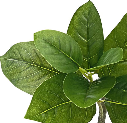 Artificial Tree in Gray Marble Effect Planter, Fake Magnolia Tree for Indoor and Outdoor Home Decoration - 70" Overall Tall (Plant Pot Plus Tree)