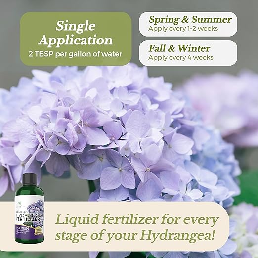 Leaves and Soul Hydrangea Professional Liquid Fertilizer - Complete 3-5-4 Nutrient Blend Concentrate for Enhanced Blooming & Growth - Perfect for Garden & Indoor Plants - New & Improved Blend - 8 oz