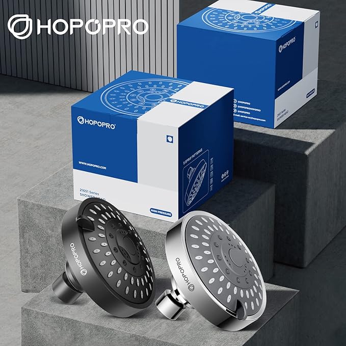 HOPOPRO 5-Mode High Pressure Shower Head - The Washington Post, NBC News, Today TV Show Recommended - High Flow Fixed Showerheads (4 Inch Matte Black)