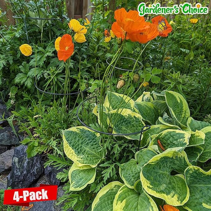 Snake Plant Support Stake - Half Round Peony Stake and Support, Heavy Duty Hydrangea Support Cage, Half Moon Houseplant Support Ring for Potted Indoor Plants (4 Pack, 14x8Inch)