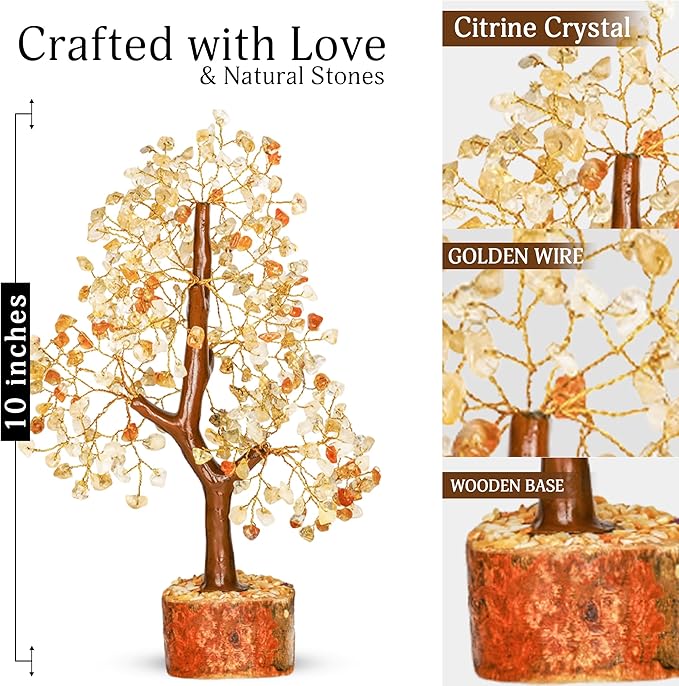 YATSKIA Citrine Healing Crystal - Gemstone Tree, Bonsai Trees, Fake Bonsai, Feng Shui Tree, Crystal Gifts for Women, Arbol De La Abundancia, Crytals and Gemstones, Good Luck Home Decor
