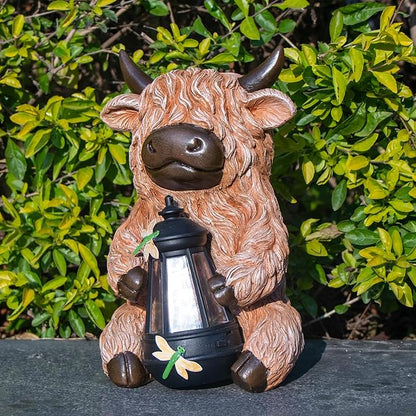 DKJOCKY for Women, Highland Cow with Lights Outdoor Decorations for Yard, Solar Cow Statues Lights Garden Gifts Birthday Gifts for Women Unique, Presents for Mom