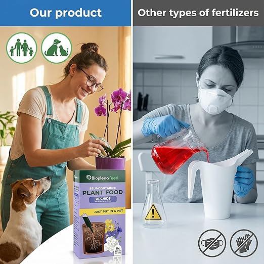 All-Purpose Liquid Plant Food Fertilizer for Orchids & House Plants | 6-Pack Easy Cut & Stick Nutrient Solution for Indoor Plants | Promotes Vibrant Blooms, Strong Roots & Lush Foliage | Made in USA