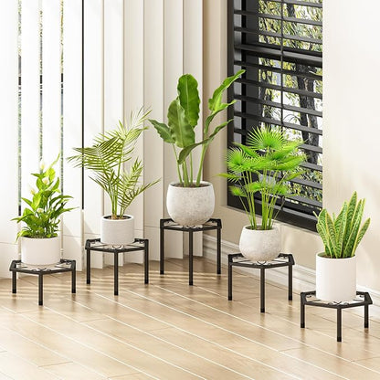 5-Pack Metal Plant Stands, Anti-Rust Iron Flower Pot Stand Plant Pot Shelf for Multiple Plant Decoration Racks for Home Patio Garden Outdoor Indoor