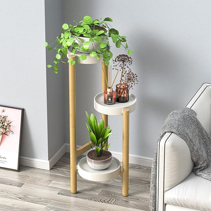Bamboo Plant Stands for Indoor Plants, Tall Plant Stands for Corner Plant Shelf Multiple Flower Holder for Indoor Outdoor Garden Patio Balcony Living Room (3-tier)