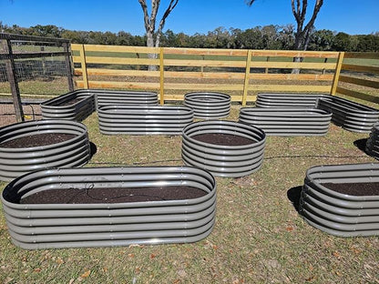 A ANLEOLIFE Heart-Shaped Galvanized Raised Garden Beds Outdoor,81x81x18in Large Metal Planter Box for Planting Vegetables Flowers Herb, Anti-Rust & Easy-Setup, Quartz Grey